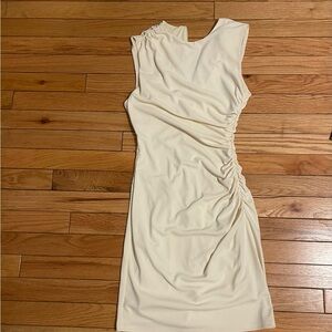 Zara Cream Ruched Midi Dress
